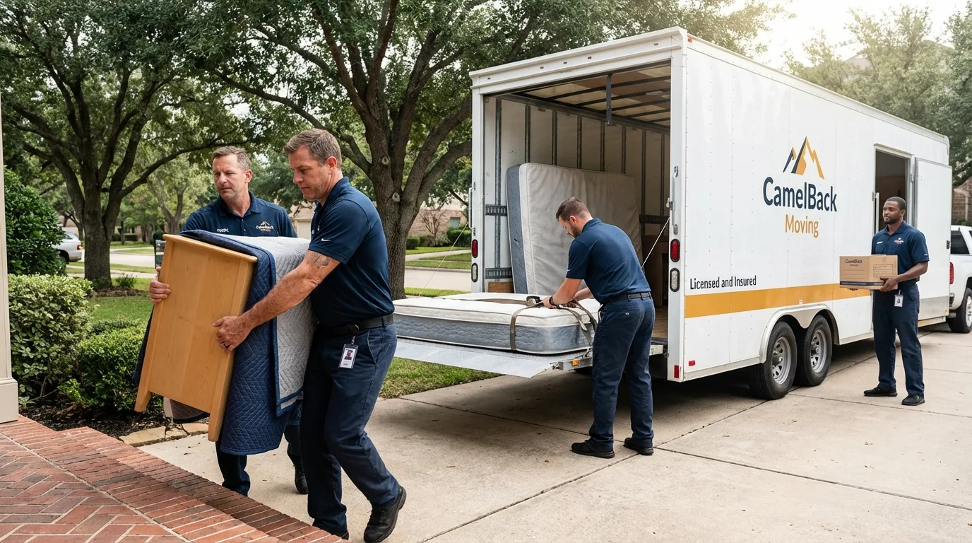 Crew loading residential truck for cross-state move from Leesport, PA