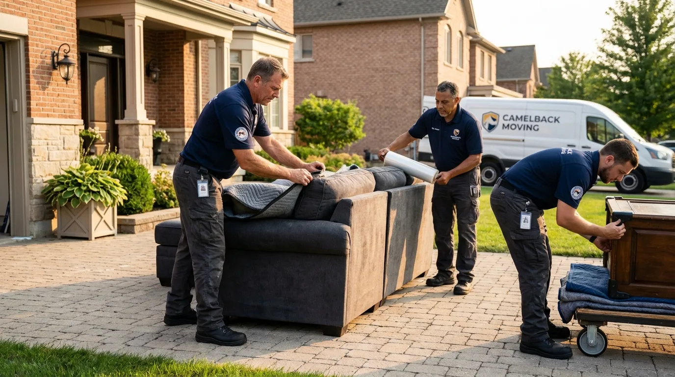 Large estate moving crew wrapping furniture in Leesport, PA