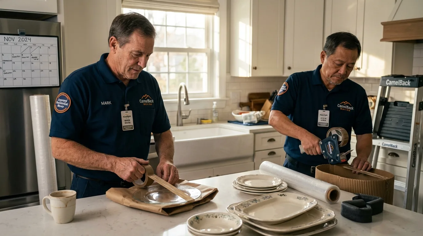 Professional crew packing kitchen dishware in Leesport, PA